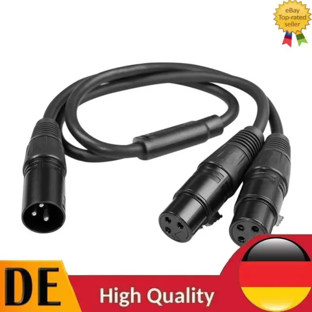 50cm 3 Pin XLR Male to Dual Female Y Splitter Adapter Cable Converter Black