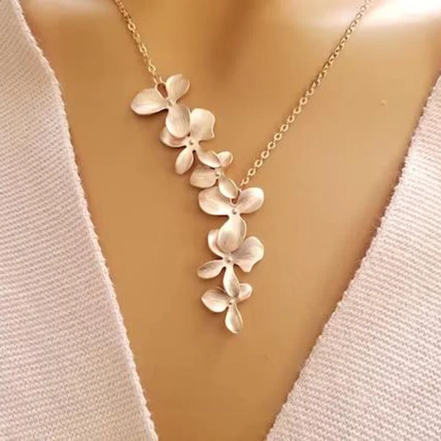 Women Elegant 925 Silver Flower Pendant Necklace Clavicle Chain Wedding Jewelry