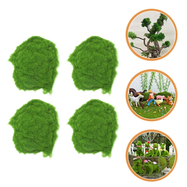 4 bolsas decorativas musgo artificial verde falsificación caja de arena