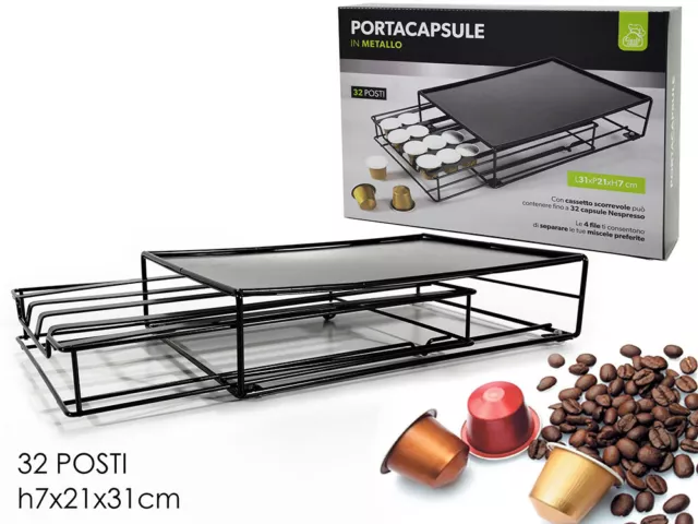 Soutien Métal Stand Porte Capsules Café '32 Places Compatible nespresso 2