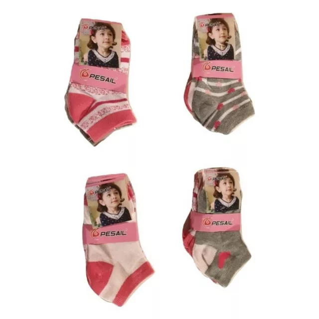 PESAIL Lot 12 paires socquettes enfant ,chaussettes filles 90% coton