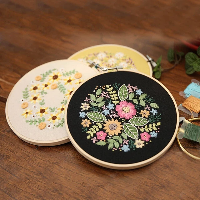 Juego de bordados para diseño floral punto de cruz adecuado para principiantes