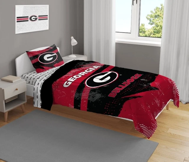 Georgia Bulldogs NCAA Slanted Stripe 4-Piece Twin Bed Set-W17419513790