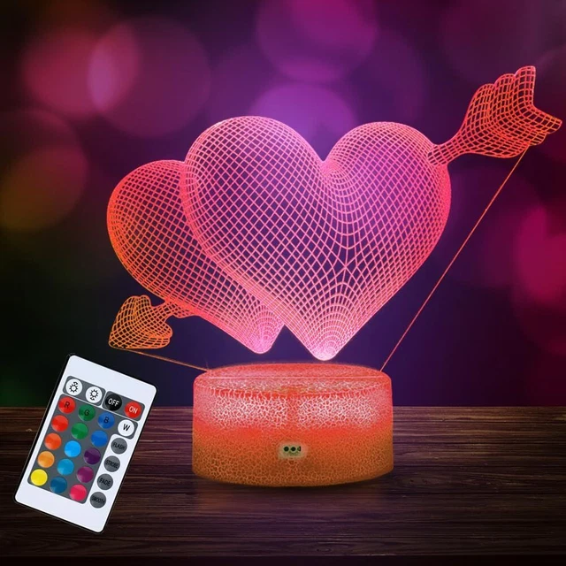 Yuragim Luce notturna a forma di cuore per bambini, lampada a illusione 3D,...