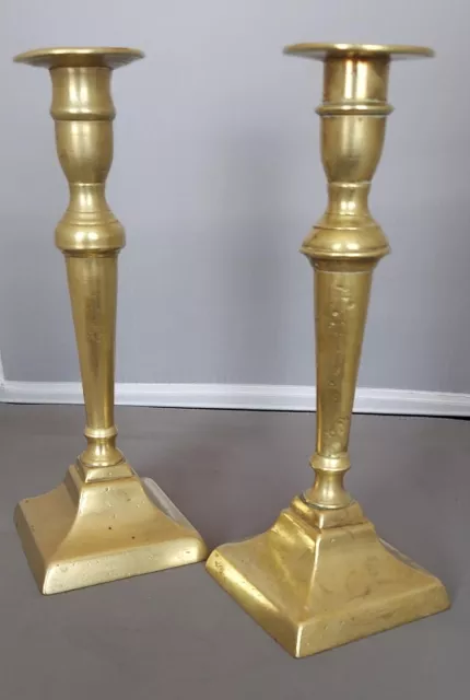 Victorian Solid Brass Slightly Mis-Matched Pair Of Candlesticks  2