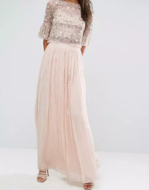 Needle & Thread Metallic Chiffon Maxi Skirt