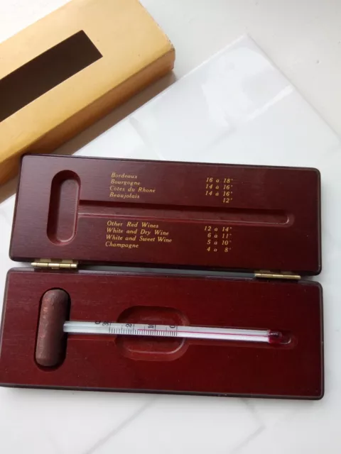 Wine and champagne thermometer in Wooden case by Douwe Egberts Good condition