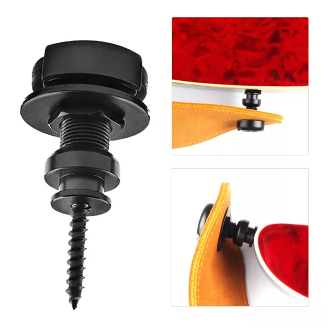 2 Pcs Guitar Strap Locks with Mounting Screws Security Strap Lock (Black) 3
