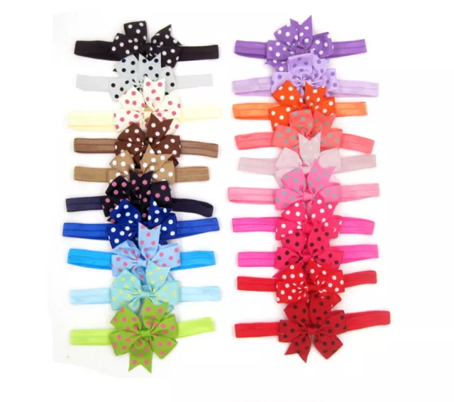 20 Pcs Newborn Baby Girl Headbands - Infant Toddler Bow Hair Band Accessory Set