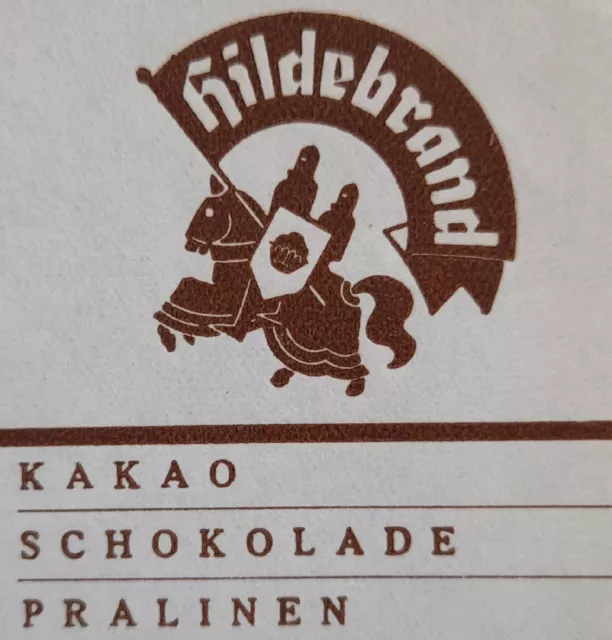 Alte Rechnung Hamburg Kakao Schokoladen  Pralinen  Keks Fabrik  Hildebrand 1938