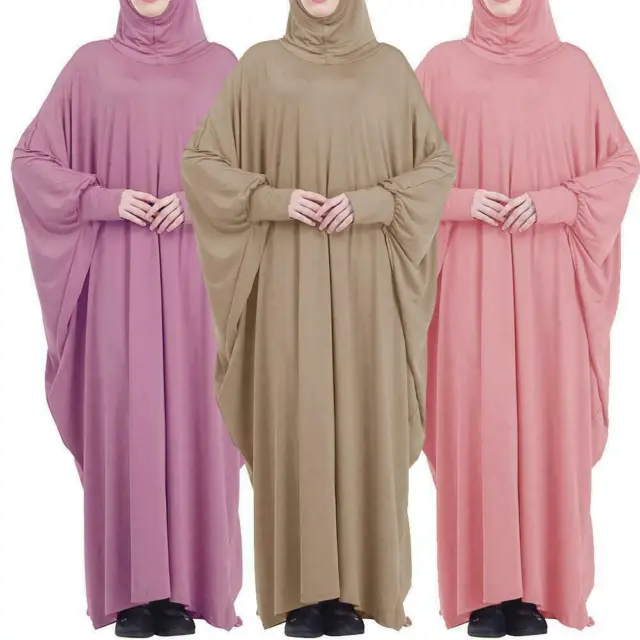 Abito da preghiera musulmano Ramadan unico pezzo donna con cappuccio Abaya copertura completa Q9U9