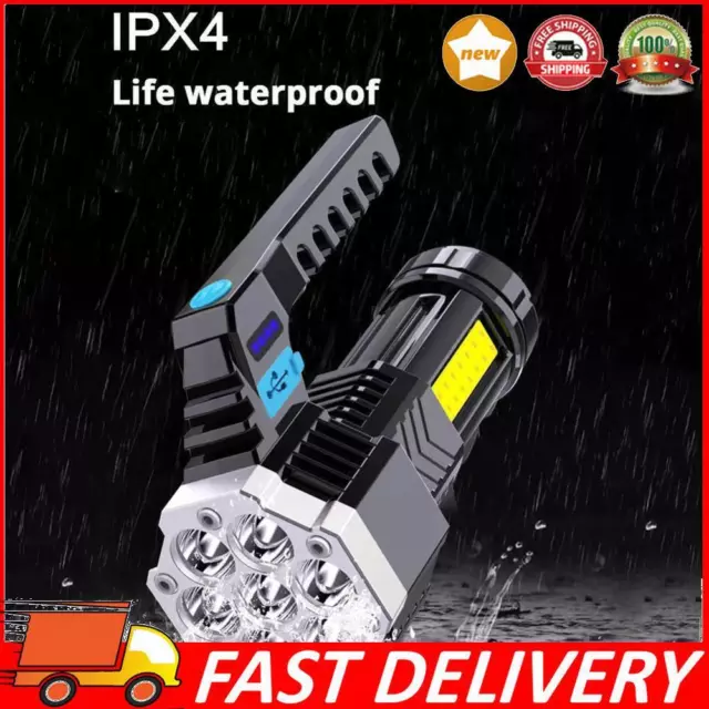 IPX 4 Waterproof Flashlight LED Work Light Camping Torch USB Charging