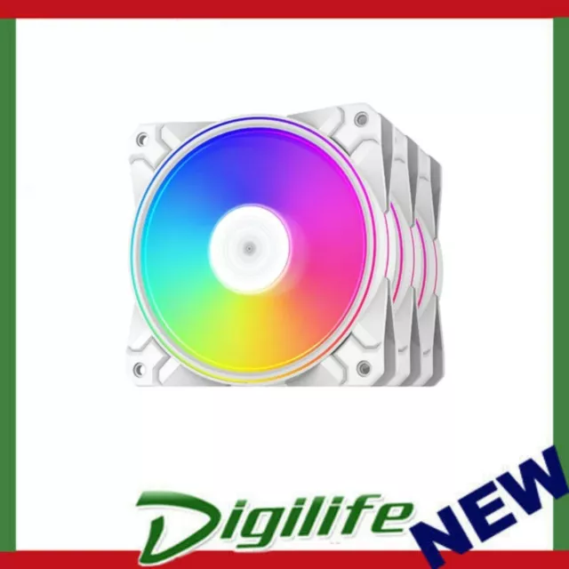 DeepCool CF120 PLUS White Case Fan 3 in 1 (3-Pack) Customisable ARGB LED Lightin
