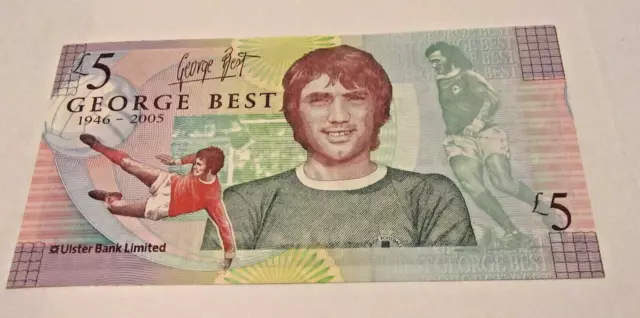 £5 George Best Banknote Ulster Bank Northern Ireland Serial No. GB 166812 ^