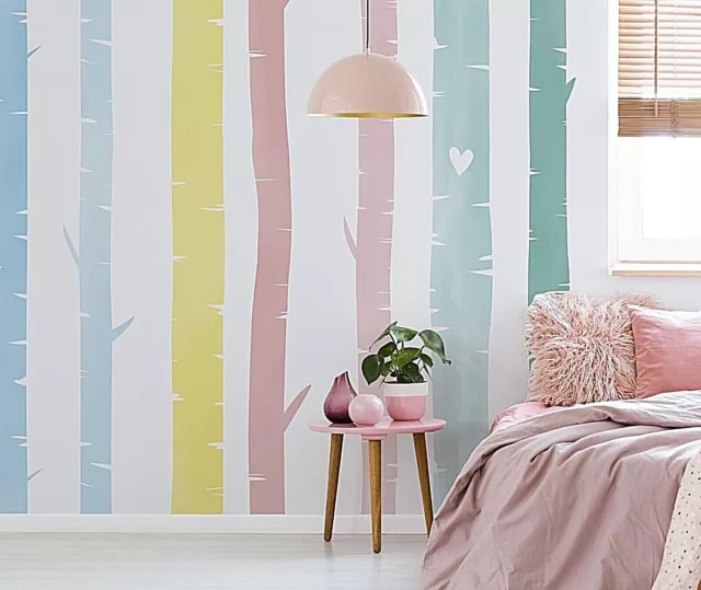 Colorful Birch Tree Wall Rainbow Wall Decals, Stickers, Wall Art Decoration 504