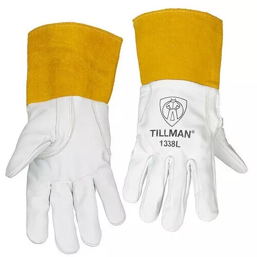 Tillman 1338 Top Grain Pearl Goatskin Leather TIG Welding Gloves 4" Cuff S-XL