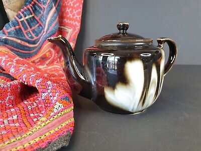 Old Chinese Porcelain Tea Pot in Black and White …beautiful collection piece