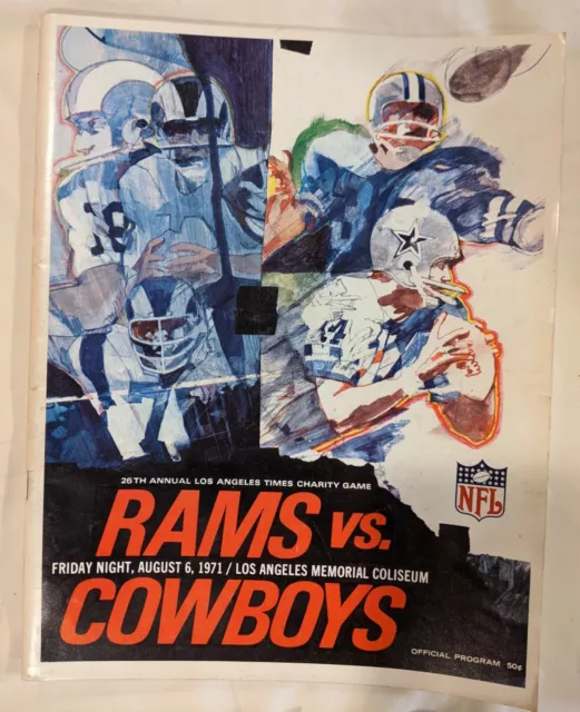 RARE 1971 LA RAMS vs DALLAS COWBOYS NFL Official Football Game Program