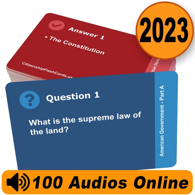 US CITIZENSHIP FLASH Cards 2023 with 100 USCIS Questions and Answers