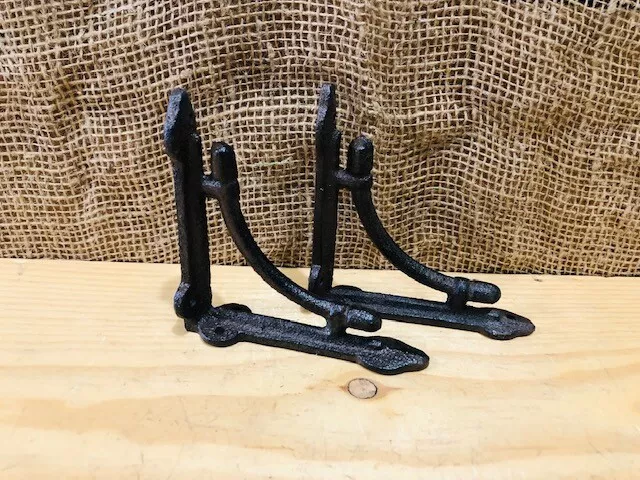 2 Shelf Brackets Corbels Wall Cast Iron SMALL Rustic Farmhouse 4 3/8" X 4 3/8"