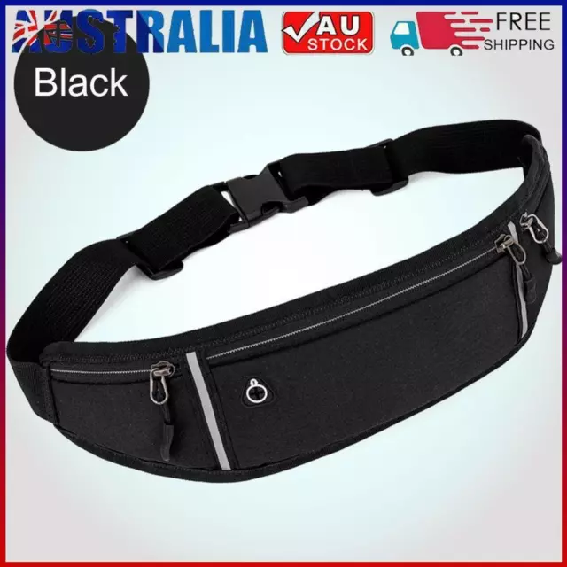 Men Women Sports Mini Waist Bag Invisible Cell Phone Fanny Pack (Black) *