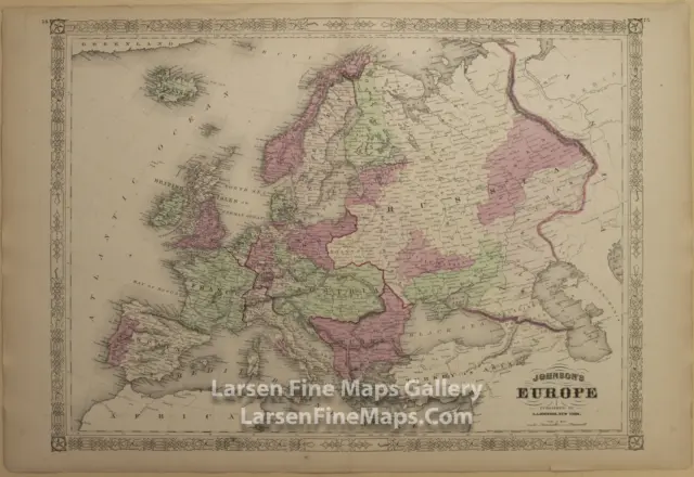 1866 Johnson's Europe, Iberia, France, Italy, Germany, UK, Russia, Turkey