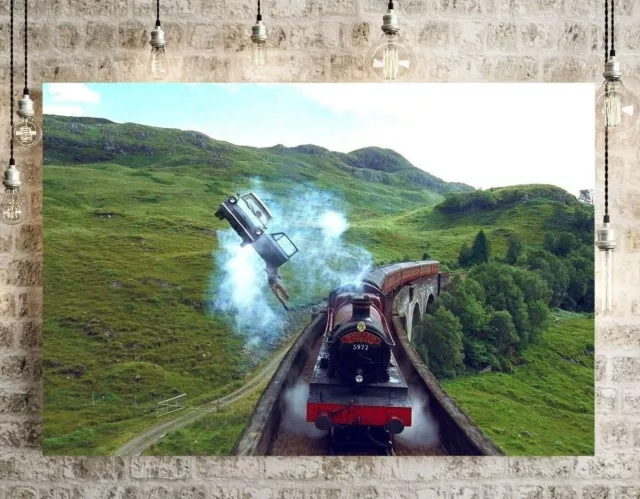 Harry Potter Train and Car Printed Wall Art Wrap Framed Canvas or Poster Print