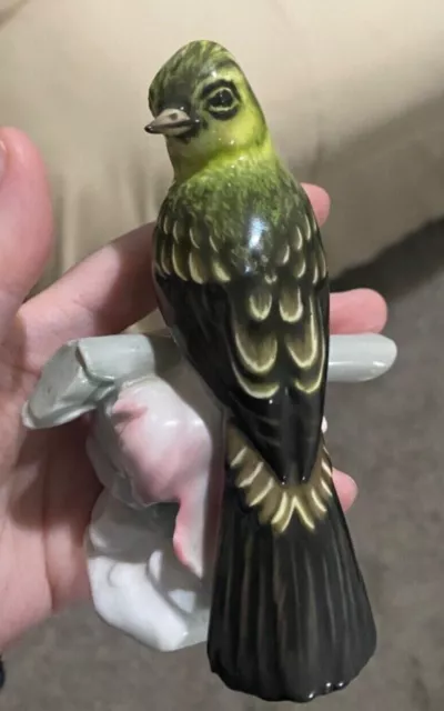 Hand-Painted Rosenthal Germany Bird Figurine Flycatcher 1950s Signed A. Falchi