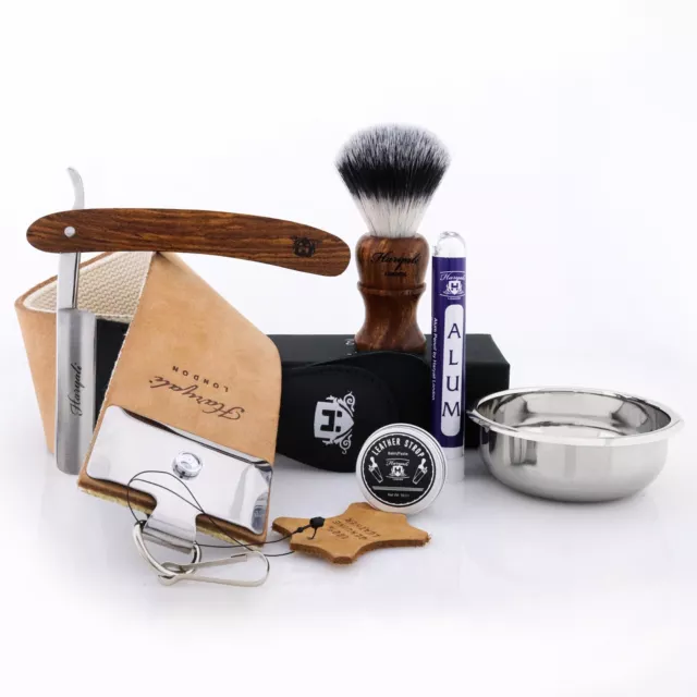 Classico Uomo Set da Barba Con Rasoio a Mano Libera Vintage Old Barbiere Stile -