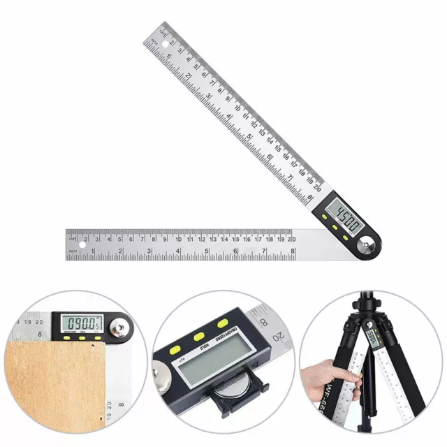 360 Degree Digital LCD Angle Finder Stainless Steel Ruler Measure Gauge Tools