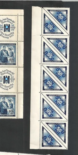 Böhmen & Mähren 1940, Bogenteile, aus Michelnummern: 52 - 79 **, postfrisch **