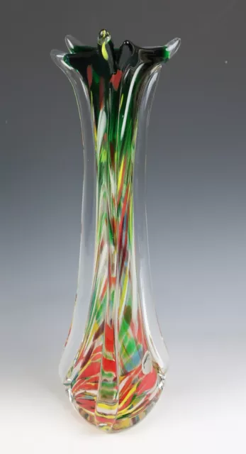 Large 15" Vintage Jico Murano Glass Vase w/ Label Mid-Century Modern Swung Italy