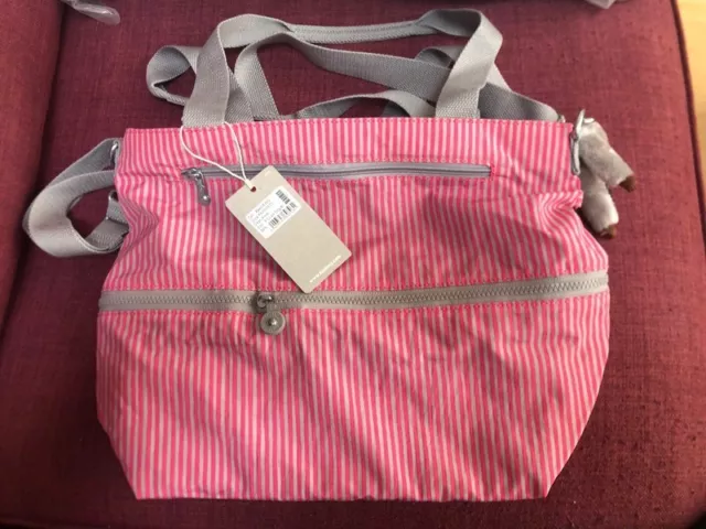 KIPLING AIRAZ EXPANDABLE Tote Bag In Grey Leaf Print Bnwt 31.00