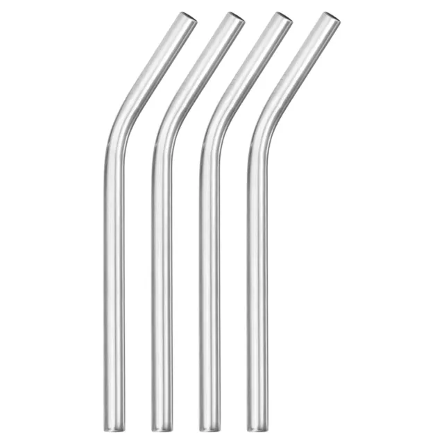 4Pcs 8.46" Long Stainless Steel Straws-Bent for Travel Mugs(Silver)