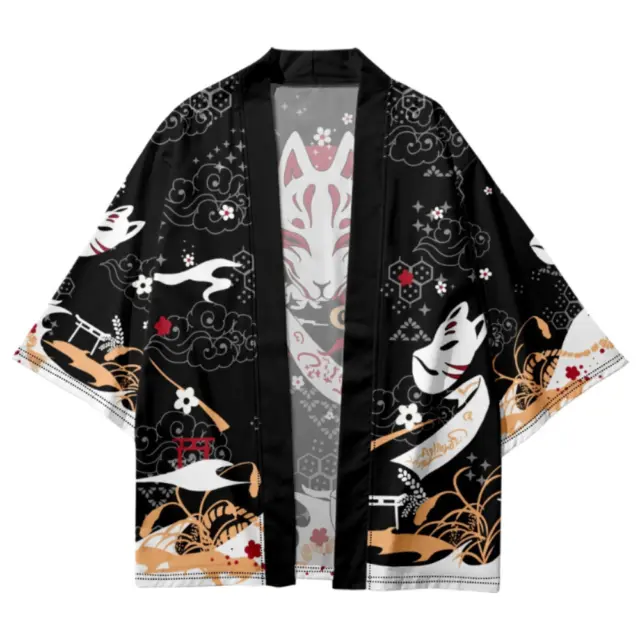 Uomo Larga Kimono Cappotto Giacca Haori Top Cardigan Giapponese Asiatico Yukata