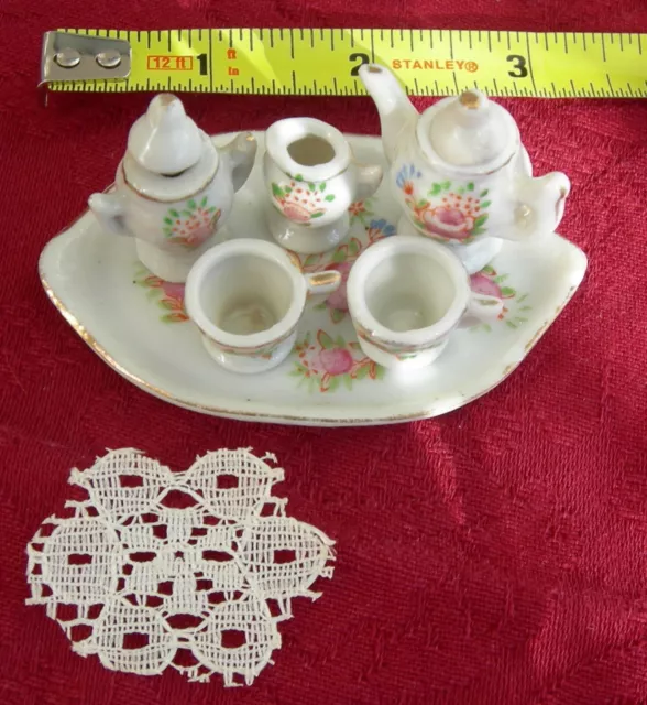 Vintage 9 Piece Pico Occupied Japan Miniature Floral Porcelain Dollhouse Tea Set