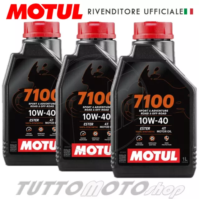 3 litri Olio Motore MOTUL 7100 10W40 4T MA2 100% Sintetico- Moto Scooter 4 Tempi