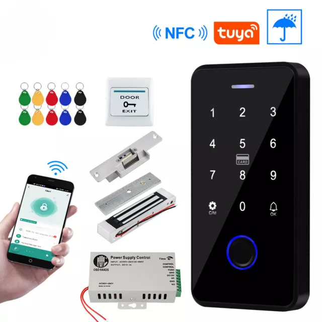 Bluetooth Door Access Control System Kit Waterproof RFID Keypad NFC Fingerprint