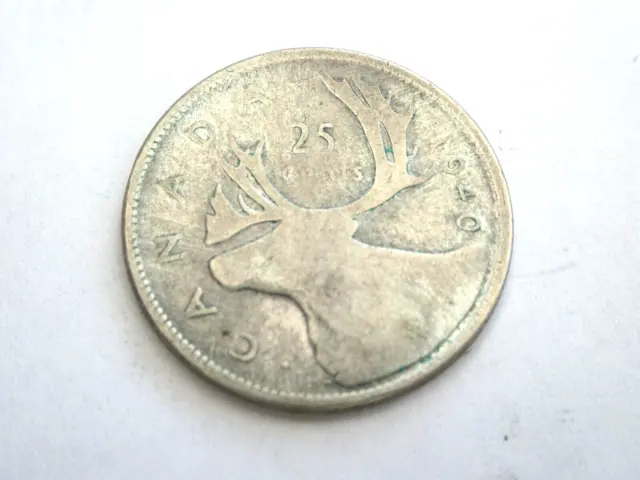 Canada 1940 Km#35 25 Cents 80% Silver Fine Condition 1050833/834