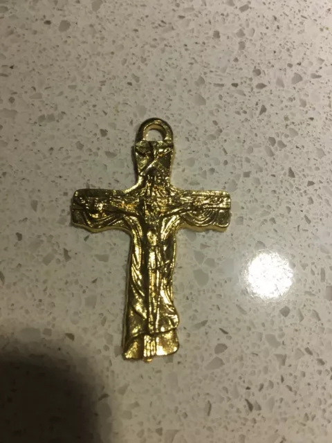 Religious  Crucifix  Gold Plated  45Cm Given Out At Vatican In 2000  Rare