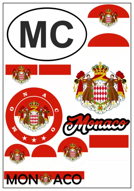 Monaco 12 Aufkleber Fahne Flagge Sticker Decal Tuning EM Sport Folie AK