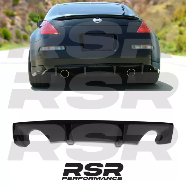 Twin Exit Black Pu Rear Bumper Diffuser Valance For Nissan 350Z Z33 03-08