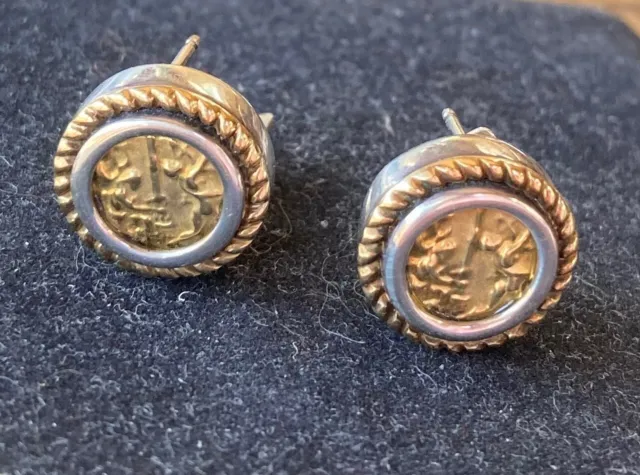 Tagliamonte 14k solid gold cameo & sterling earrings