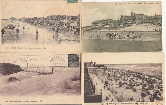 LOT DE 4 cartes postales anciennes old postcards BERCK-PLAGE PAS-DE ...
