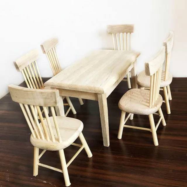 USA 1/12 Scale Dollhouse Miniature Dining Room Furniture Wooden Table and Chairs