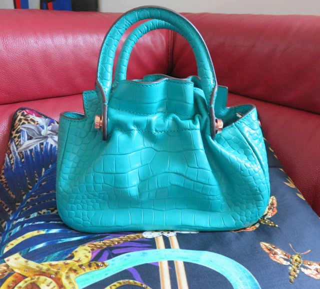 MIMCO MINI TOTE Bag Teal Turquoise croc print leather optional