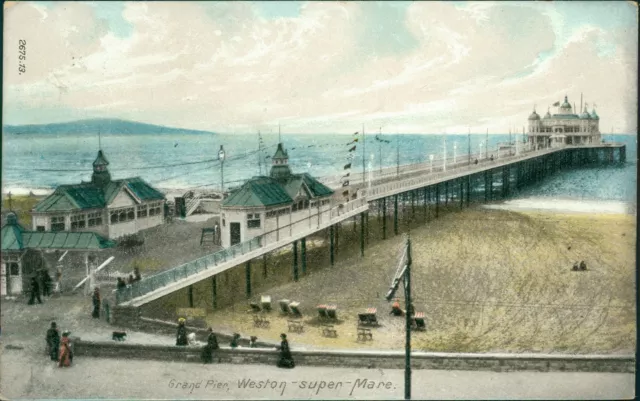 Weston Super Mare Grand Pier 2675.13 Hartmann 1908 Postmark