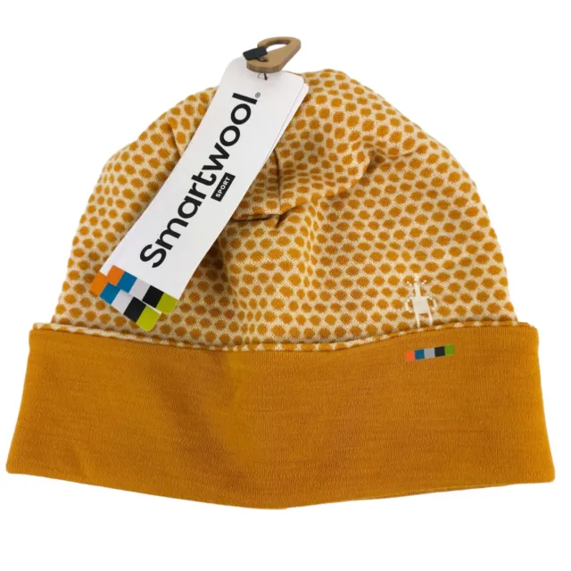 NWT SMARTWOOL Thermal Reversible Pattern Cuffed Beanie 100% Merino Wool Gold Dot