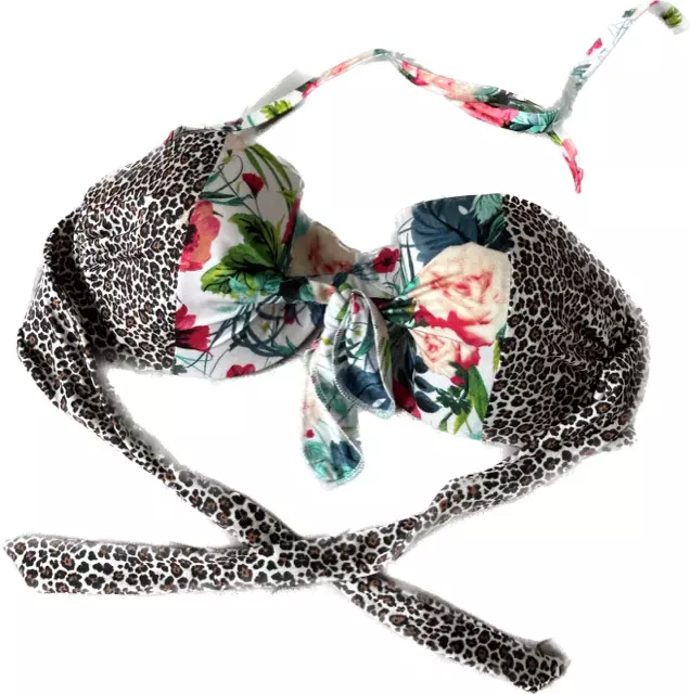 NEW Victoria's Secret Bandeau Bikini Top Underwire Floral Leopard Size 36 DD