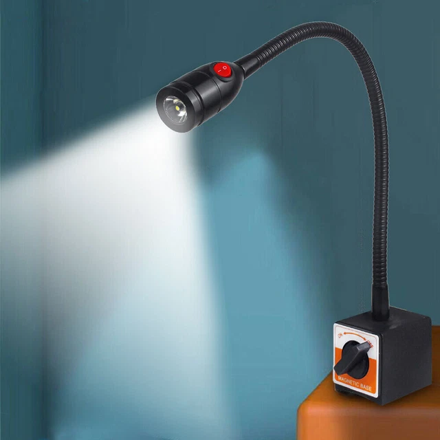 LED CNC Lathe Mill Work Light Spot Lamp 20" 5m Magnetic Base Gooseneck 1W New